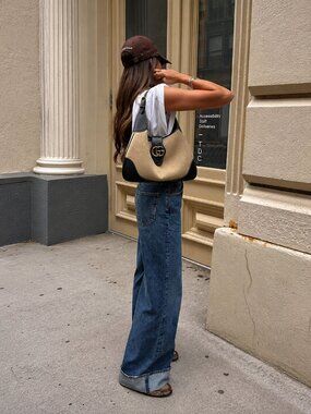 AGOLDE | NWT Dame High Rise Wide Leg Cuffed Jeans in Control Medium Blue 26